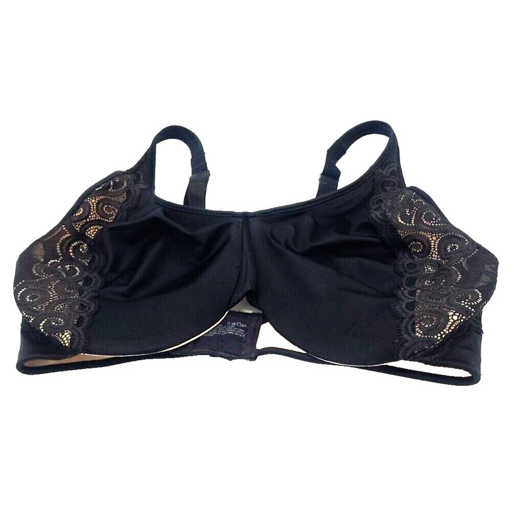Bali Side Support Black Full Coverage Adjustable Underwire Minimizer Bra SZ 36DD